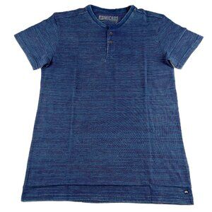 Micros Men's Goodboy Henley Crew Neck Tee T-Shirt Size Small Indigo Striped